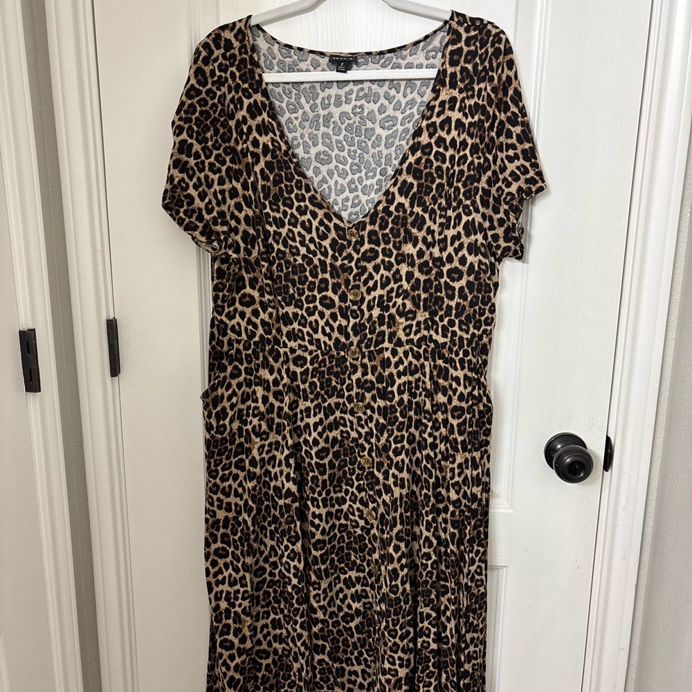 Torrid Brown Leopard Print Midi Dress